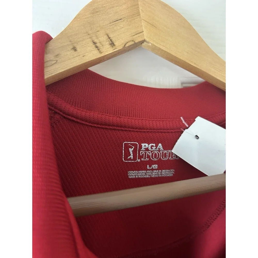 PGA Tour Pro Series Mens Red Polo Golf Shirt Black Accents Size Large - Picture 4 of 7